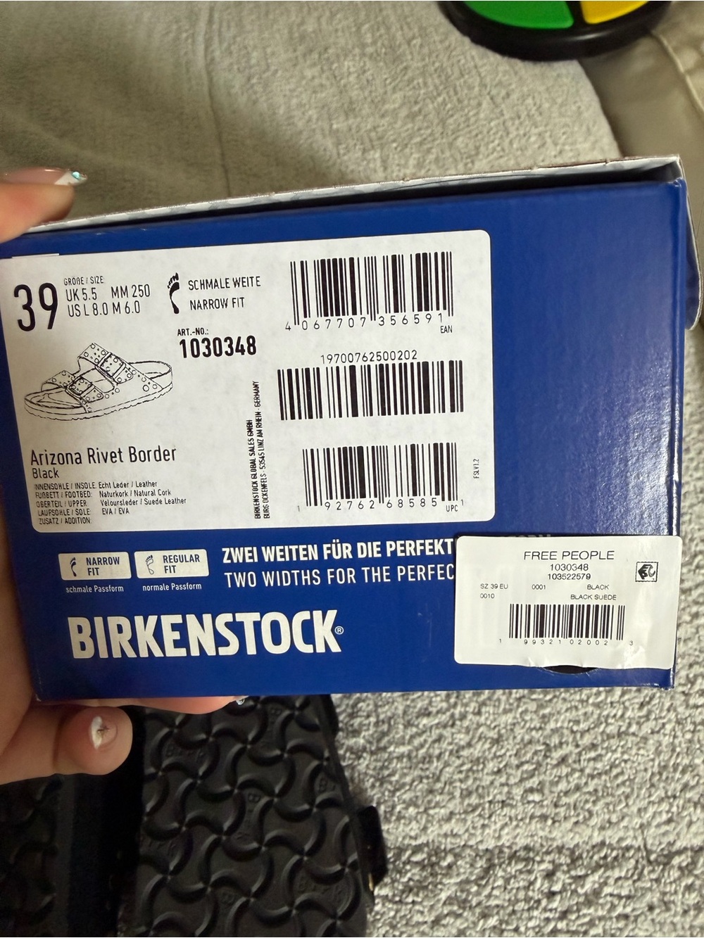 Birkenstock Arizona Rivets Studded Black Suede Sandals - Picture 4 of 4